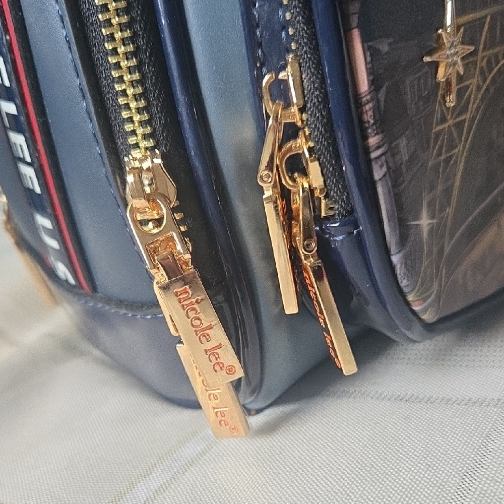 Nicole Miller, "Tonight For You", Red & Blue Crossbody Bag - Picture 5 of 14
